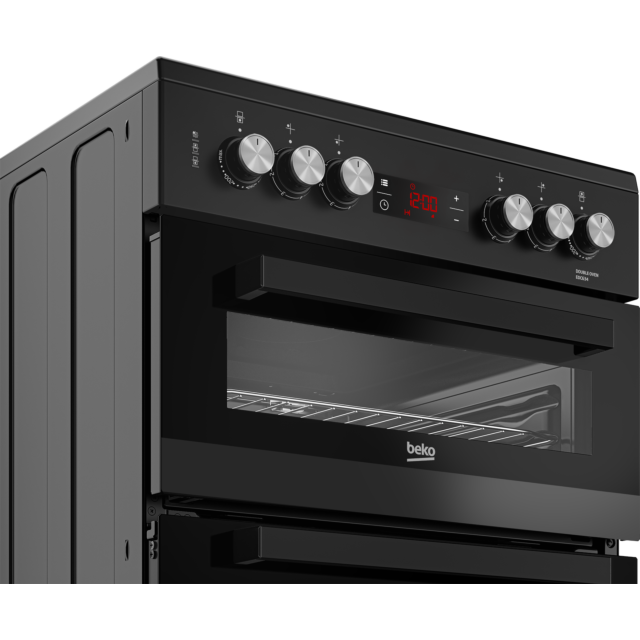 Beko EDC634K 60cm Double Oven Electric Cooker with Ceramic Hob - Black