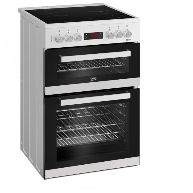 Beko EDC634W 60cm Double Oven Electric Cooker with Ceramic Hob - White