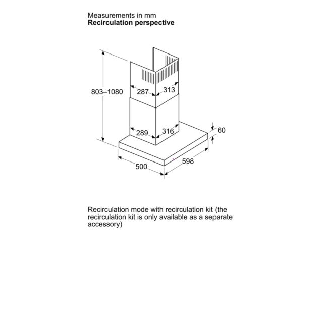 Bosch DWB65CC30B Serie 2 Box Design Wall Hood 60cm Stainless Steel