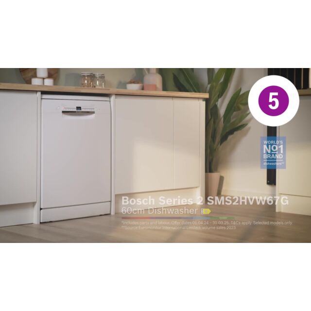 Bosch SMS2HVW67G Dishwasher - White - 14 Place Settings