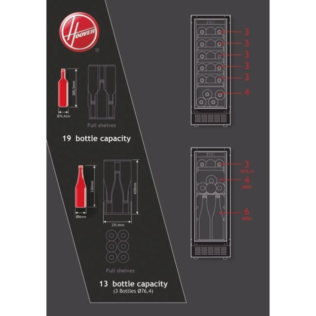Hoover HWCB 30 UK/N HWCB30UK/N 29.5cm Built In Wine Cooler - Black