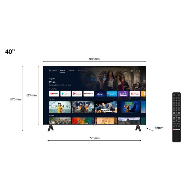TCL 40S5400AK 40inch Frameless FHD HDR Smart Android TV