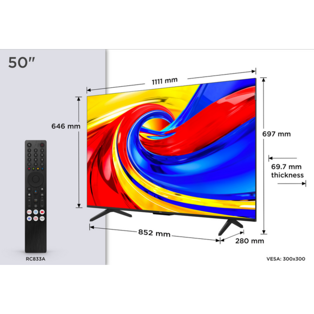 TCL 50P7L-UK 50 inch 4K HDR QLED Google TV